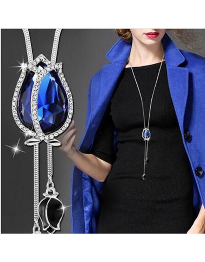 BYSPT Collier Femme długe szare naszyjniki z kryształem i wisiorki dla kobiet okrągły komunikat naszyjnik Maxi Colar Chain biżut