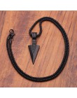 Męski Design matowy czarny długi naszyjnik z wisiorek ze strzałką biżuteria łańcuszek Hip Hop Punk Rock świąteczny prezent na Ha