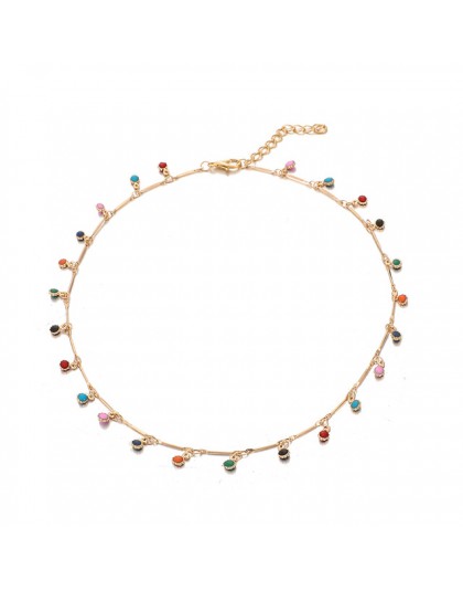 Tocona moda złoty naszyjnik dla kobiet uroczy kolorowy kamień łańcuch Chockers Handmade Party biżuteria hurtowych collares B3120