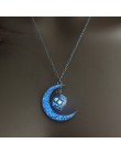 2019 księżyc świecące naszyjnik Gem Charm biżuteria posrebrzane kobiety Halloween wisiorek Hollow kamień świecący naszyjnik prez