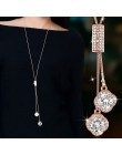 BYSPT Collier Femme długe szare naszyjniki z kryształem i wisiorki dla kobiet okrągły komunikat naszyjnik Maxi Colar Chain biżut