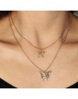 Prosty styl Hollow Cute Animal Butterfly łańcuszek do obojczyka biżuteria dla kobiet długie wiszące naszyjniki 2 kolorowe zawies