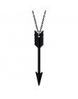 Męski Design matowy czarny długi naszyjnik z wisiorek ze strzałką biżuteria łańcuszek Hip Hop Punk Rock świąteczny prezent na Ha