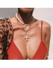 HUANZHI 2019 Hip Hop wielowarstwowa imitacja nieregularne perły łańcuch metalowe koraliki linia blokada łańcuch naszyjnik dla ko