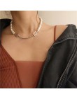 HUANZHI 2019 Hip Hop wielowarstwowa imitacja nieregularne perły łańcuch metalowe koraliki linia blokada łańcuch naszyjnik dla ko
