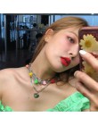 HZ koreański 2019 nowy kolorowy kwiat klip wielowarstwowe serce wisiorek srebrny łańcuch metalowa linia blokada łańcucha naszyjn