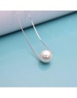 Anenjery 925 Sterling Silver biżuteria proste Hot moda 10mm imitacja perły naszyjnik łańcuch kolye collares bijoux femme S-N55