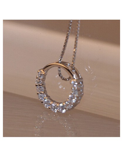 Gorąca sprzedaż promocja nowy błyszczący cyrkon kryształ koło 925 damski wisiorek ze srebra wysokiej próby naszyjniki biżuteria 