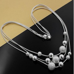 Nowy urok kolor srebrny biżuteria klasyczny wysokiej jakości moda trzy łańcuch jasny piasek naszyjnik z koralików N020 Kinsle