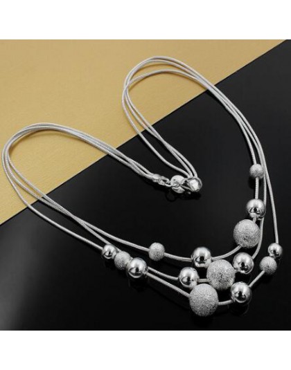Nowy urok kolor srebrny biżuteria klasyczny wysokiej jakości moda trzy łańcuch jasny piasek naszyjnik z koralików N020 Kinsle