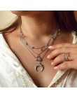Moda artystyczna księżyc koło mapa wisiorek naszyjnik dla kobiet biżuteria ziemi Choker wielowarstwowe Bijoux Collares Mujer Col