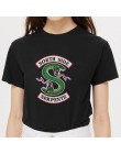 Riverdale T koszula kobiety letnie koszulki w stylu harajuku South Side węże koszulka damska Riverdale nadruk z wężem Funny Vint