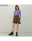Weirdgirl kobiety moda codzienna z długim rękawem golfem fioletowy jesień list tees eleganckie bluzy kobiece swetry luźne nowe