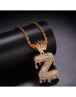Niestandardowe korona Bail Drip Bubble inicjały Chain naszyjniki i wisiorek dla kobiet mężczyzn złoty kolor Cubic cyrkon Hip Hop