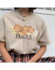 Weirdgirl kobiety dziecko anioł drukowanie dorywczo modne t-shirty list z krótkim rękawem O-Neck Khaki luźne kobiece koszulki la