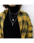 HUANZHI 2019 nowy modny metalowa kula wisiorek w kształcie monety wielowarstwowy Punk casualowy wzór długi naszyjnik z łańcuszki