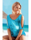 Rozcięcie rękaw zimny nadruk z piór na ramię kobiety w stylu casual, letnia koszulka dziewczyna 2016 Tee Tshirt luźna koszulka t
