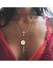 17KM Vintage moda złoty księżyc gwiazda moneta naszyjnik dla kobiet Bijoux serce Choker długie wiszące naszyjniki 2020 geometryc