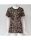 Kobiety lato T koszula 2020 moda Leopard T koszula z krótkim rękawem Casual topy Tees Plus rozmiar seksowna sukienka T-shirt Cam