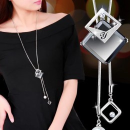 Oświadczenie Maxi Fashion długie naszyjniki dla kobiet moda geometryczny naszyjnik biżuteria Collier Femme Collar akcesoria