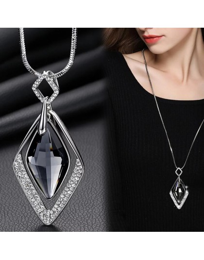 Meyfflin długie naszyjniki dla kobiet Collier Femme geometryczne komunikat Colar Maxi moda biżuteria Crystal Bijoux 2019