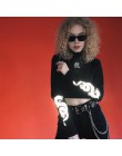 Rapwriter chiński styl Element smok odblaskowe drukuj Stretch czarny T-Shirt kobiety 2019 Streetwear z długim rękawem podstawowe