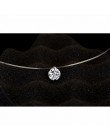 925 Sterling Silver błyszczący naszyjnik z cyrkonią niewidzialna, przezroczysta żyłka wędkarska wisiorek Chokers Collar biżuteri