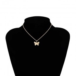 Vintage metaliczny złoty łańcuszek wisiorek z motylem naszyjnik wisiorek z motylem kobiety naszyjnik damski biżuteria na prezent