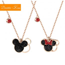 Cartoon Kawaii Mouse naszyjnik łańcuch ze stali tytanowej naszyjnik inkrustowane kryształ moda Trendy kobiety biżuteria prezent 