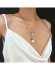 IngeSight.Z moda wielowarstwowa symulowane Pearl Choker naszyjnik Collar komunikat litera C naszyjnik kobiety biżuteria prezenty