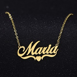 Handmade nazwa własna spersonalizowana nazwa naszyjniki dla kobiet mężczyzn biżuteria ze stali nierdzewnej złoto wypełnione serc