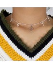 Kolor srebrny naszyjniki z krzyżem i wisiorki dla kobiet Choker łańcuszek do obojczyka biżuteria Femme Bijoux Collares