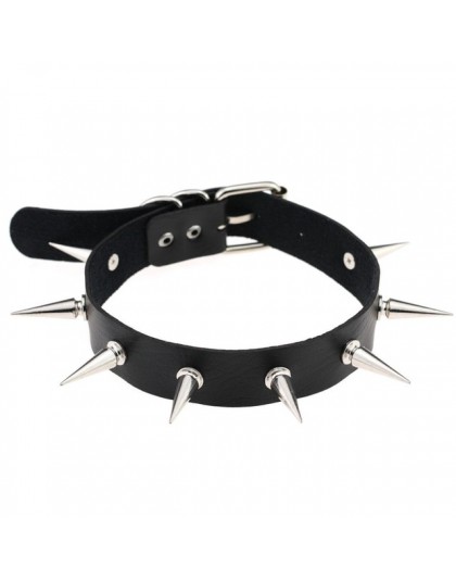 Czarny Spike Choker obroża pasek kobiety Pu skóra Goth Choker naszyjnik dla kobiet do klubu na imprezę Chockers Sexy gotycka biż