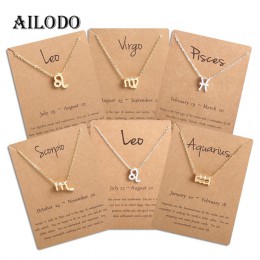 Ailodo mężczyźni kobiety 12 horoskop znak zodiaku złoty wisiorek naszyjnik baran Leo 12 konstelacje biżuteria dla dzieci prezent