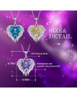 Cdyle Fashion Women 925 Sterling Silver naszyjnik z fioletowym kryształem Angel Wings Heart naszyjnik prezent urodzinowy