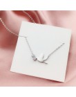 DIEERLAN koreański 925 Sterling Silver biżuteria Zirconia Swallow Choker naszyjniki dla kobiet weselne dla dziewczynek oświadcze