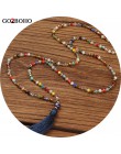 Go2boho Collier długi wyróżniający się naszyjnik naszyjnik kobiety Choker Tassel wisiorek kolorowy kryształowy kamień Boheme ręc