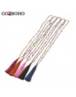 Go2boho Collier długi wyróżniający się naszyjnik naszyjnik kobiety Choker Tassel wisiorek kolorowy kryształowy kamień Boheme ręc