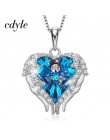 Cdyle Fashion Women 925 Sterling Silver naszyjnik z fioletowym kryształem Angel Wings Heart naszyjnik prezent urodzinowy