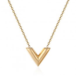 Klasyczny Design znanej marki V zawieszka w kształcie litery naszyjnik dla kobiety Titanium stalowa kobieta naszyjnik luksusowa 