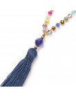 Go2boho Collier długi wyróżniający się naszyjnik naszyjnik kobiety Choker Tassel wisiorek kolorowy kryształowy kamień Boheme ręc