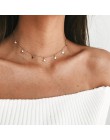 Kobiety złoty i srebrny łańcuszek gwiazda Choker naszyjnik Collana Kolye Bijoux Collares Mujer gargantilha Collier Femme