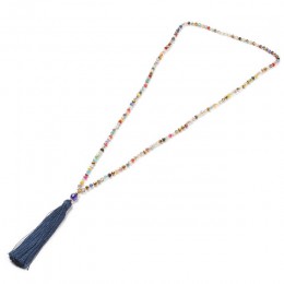 Go2boho Collier długi wyróżniający się naszyjnik naszyjnik kobiety Choker Tassel wisiorek kolorowy kryształowy kamień Boheme ręc