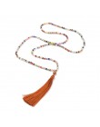 Go2boho Collier długi wyróżniający się naszyjnik naszyjnik kobiety Choker Tassel wisiorek kolorowy kryształowy kamień Boheme ręc