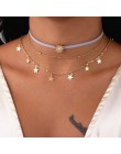 Kobiety złoty i srebrny łańcuszek gwiazda Choker naszyjnik Collana Kolye Bijoux Collares Mujer gargantilha Collier Femme