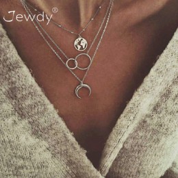 3 sztuk/zestaw moda księżyc koło mapa wisiorek naszyjnik dla kobiet biżuteria ziemi Choker wielowarstwowe Bijoux Collares Mujer 