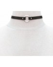 ALYXUY biżuteria czarny skórzany okrągły Choker naszyjnik dla kobiet N1926