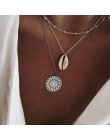 26 style Boho wisiorek z muszli naszyjnik dla kobiet długi łańcuszek okrągły urok komunikat Choker 2020 Collares naszyjnik biżut