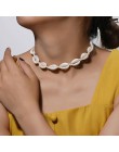 Nowy Boho muszle naszyjnik kobiety lato plaża szyszka Choker czarny biały liny łańcuszek naturalne muszla naszyjniki biżuteria