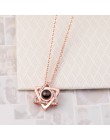 Lover naszyjniki kocham cię w 100 język wisiorek z różowego złota Choker początkowy naszyjnik łańcuch dla kobiet srebrny Collier